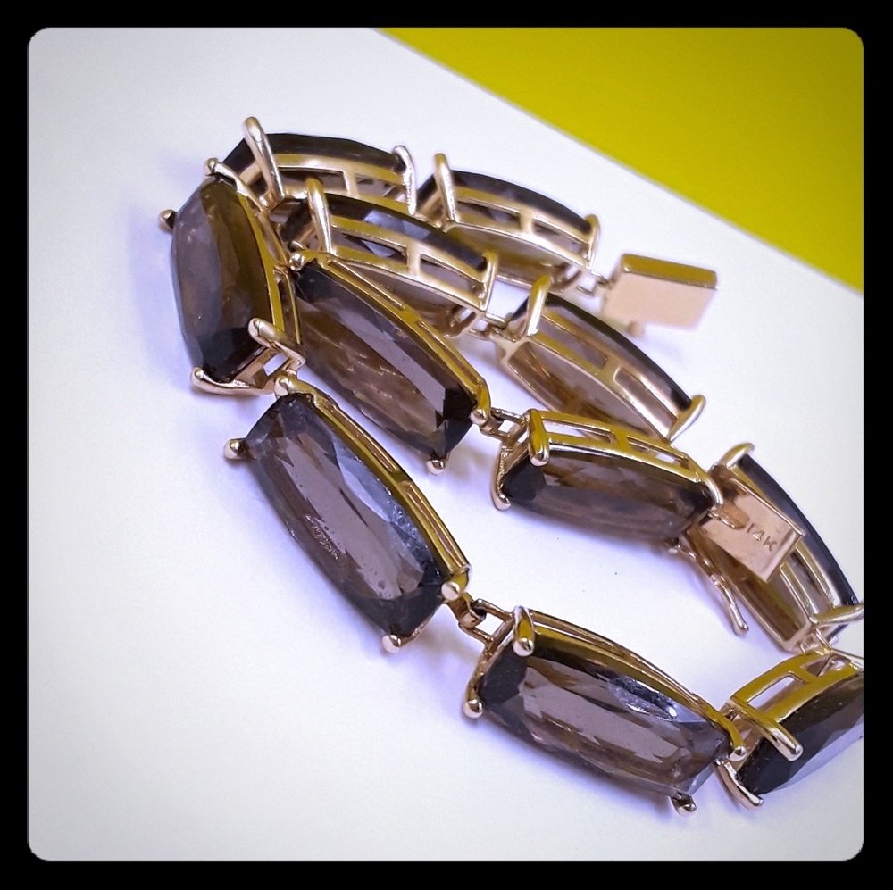 Sold SOLDSOLDSOLD 14k gold smoky topaz bracelet